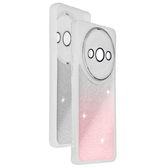 Etui do Xiaomi Redmi A3, Glittery Powder, białe / różowe