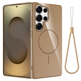 Etui do Samsung Galaxy S25 Ultra z paskiem, magnetyczne MagSafe  – złote