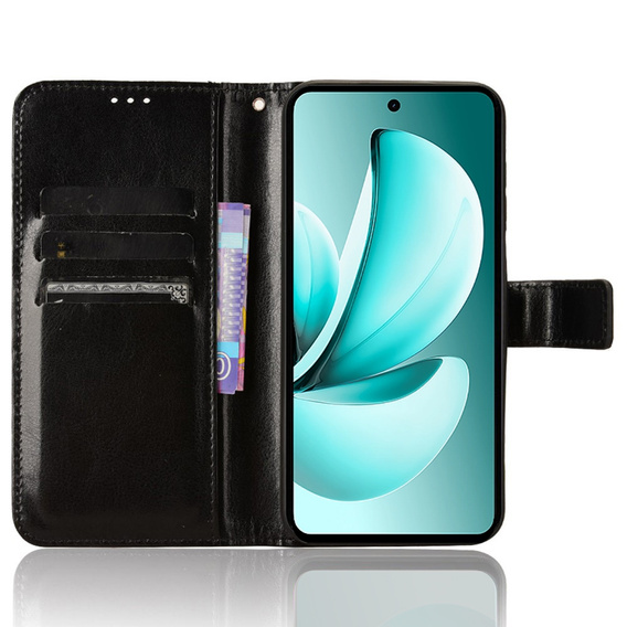 Etui z klapką do Realme C71, Crazy Horse Wallet, czarne