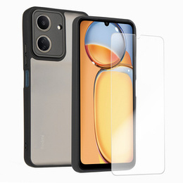 Etui do Xiaomi Redmi 13C / Poco C65, Matt Case, matowe / czarne + szkło 9H