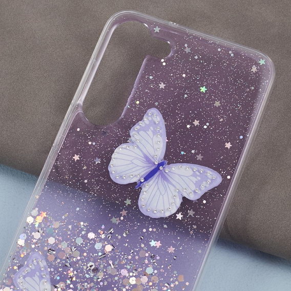 Etui do Samsung Galaxy S24, Glitter Butterfly, fioletowe