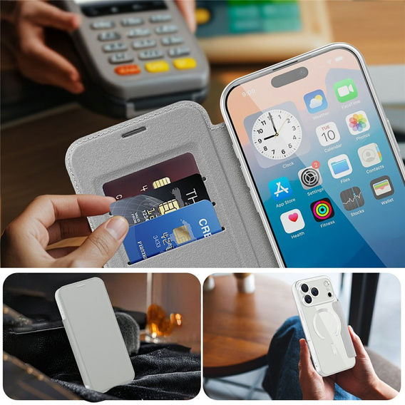 Etui z klapką do iPhone 17 Pro Max, RFID Wallet MagSafe z ochroną aparatu, tytanowe szare