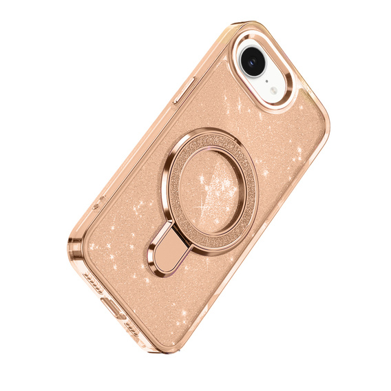 Etui do iPhone 16e, Glittery Magnetic Kickstand, różowe rose gold