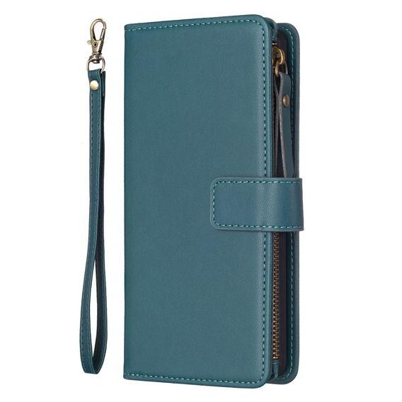 Etui z klapką do Xiaomi Redmi Note 13 Pro 4G / Xiaomi Redmi Note 14S / Xiaomi Poco M6 Pro 4G, Wallet Zipper Pocket, zielone