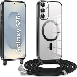 Etui do Samsung Galaxy S25+ Plus, Electro MagSafe, czarne + Smycz