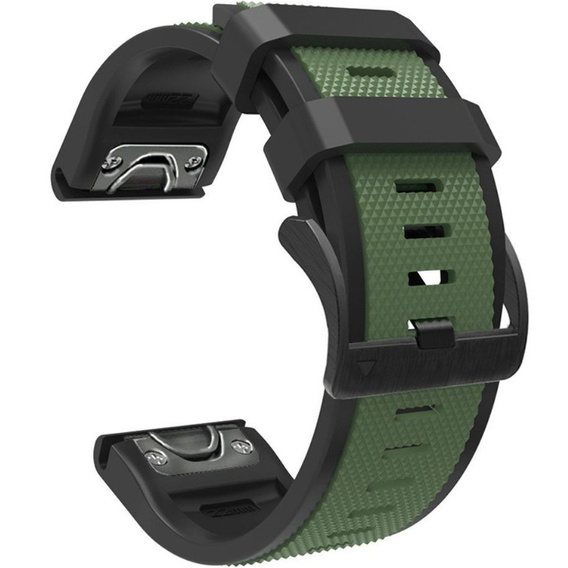 Pasek Silikonowy Quickfit 22mm do Garmin, Zielony / Czarny