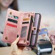 Etui CASEME do Samsung Galaxy A56 5G, Retro Leather Wallet, z paskiem, różowe