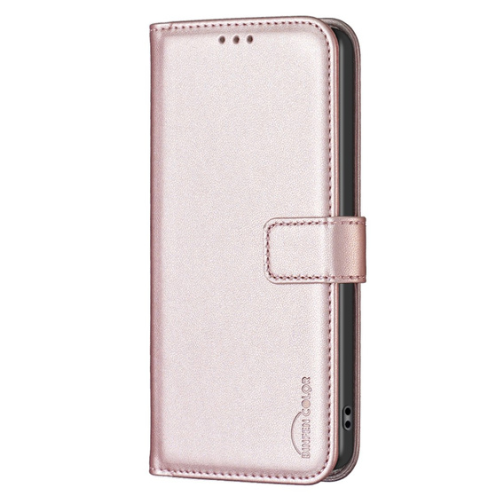 Etui z klapką do Samsung Galaxy A25 5G, BINFEN Wallet, różowe rose gold + szkło 9H