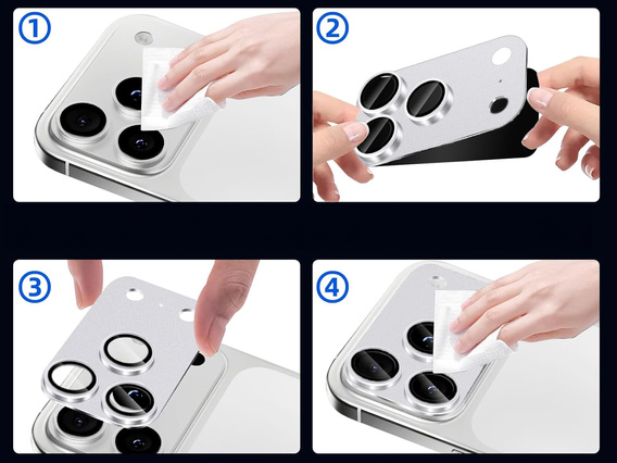 2x Szkło hartowane ERBORD na wyspę aparatów do iPhone 17 Pro, srebrne