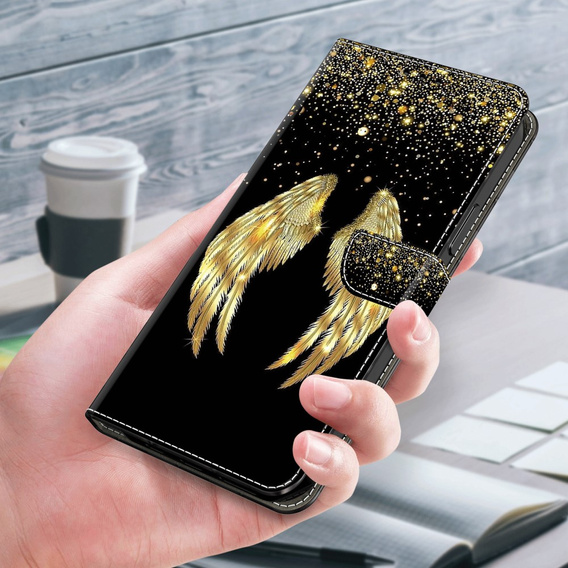 Etui z klapką do Xiaomi Redmi Note 12 4G, Wallet, Wings złote