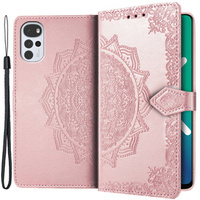 Etui z klapką do Motorola Moto G22, Mandala, różowe rose gold