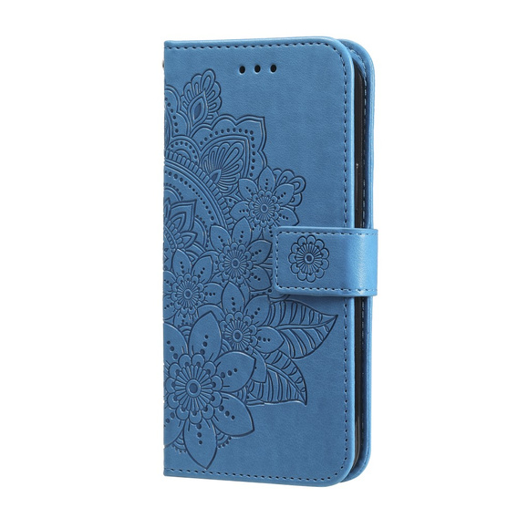 Etui portfelowe z motywem kwiatowym do Honor 400 Lite – Niebieskie