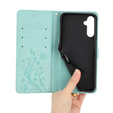 Etui z klapką do Samsung Galaxy A25 5G, Butterfly, miętowe + szkło 9H