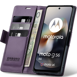 Etui do Motorola Moto G56 5G, ERBORD Glossy Litchi, portfel z klapką, fioletowe