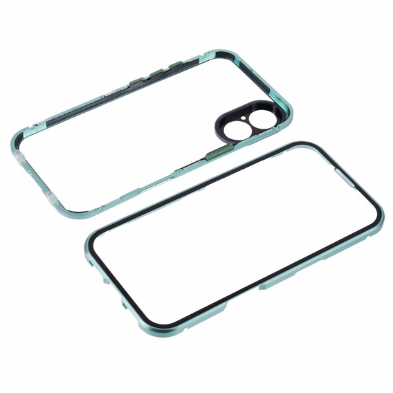 Etui do iPhone 16, Magnetic Dual Glass, zielone