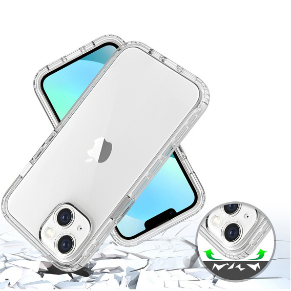 Etui do iPhone 14, Shockproof, z folią, przezroczyste