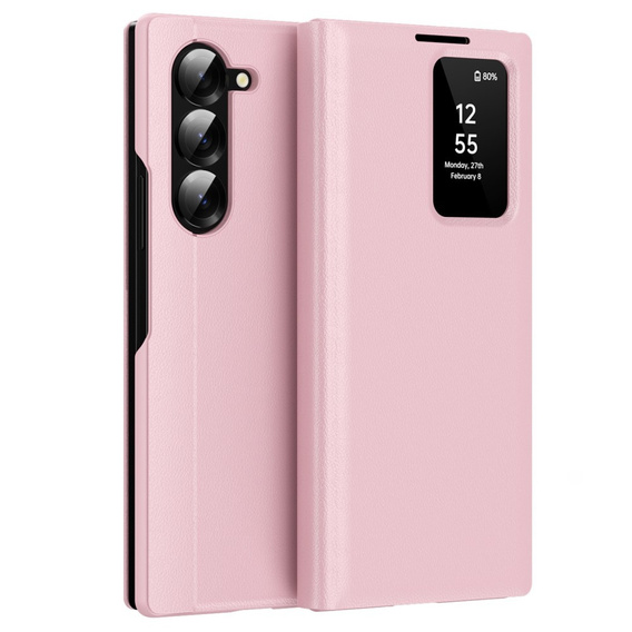 Etui z klapką do Samsung Z Fold6 5G, Smart View Wallet, różowe
