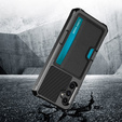 Etui do Samsung Galaxy A15 5G, Card Holder Kickstand, czarne + szkło 9H