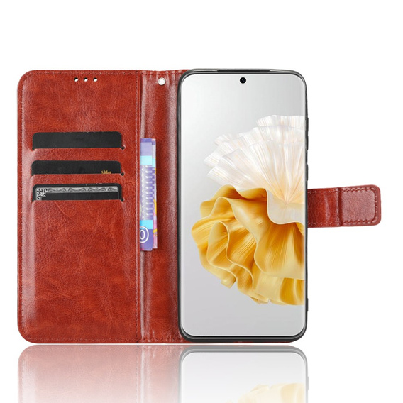 Etui z klapką do Huawei P60 / P60 Pro, Crazy Horse Wallet, brązowe