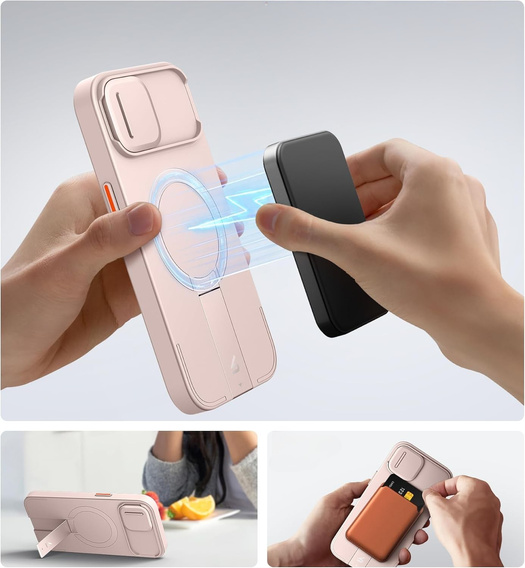 Etui do iPhone 13/14, Suritch Shockproof, do MagSafe, różowe