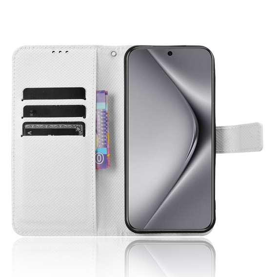 Etui z klapką do Huawei Pura 70, Wallet Smart Magnet, białe