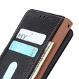 Skórzane Etui KHAZNEH RFID do Xiaomi Poco F6, Litchi Texture, czarne