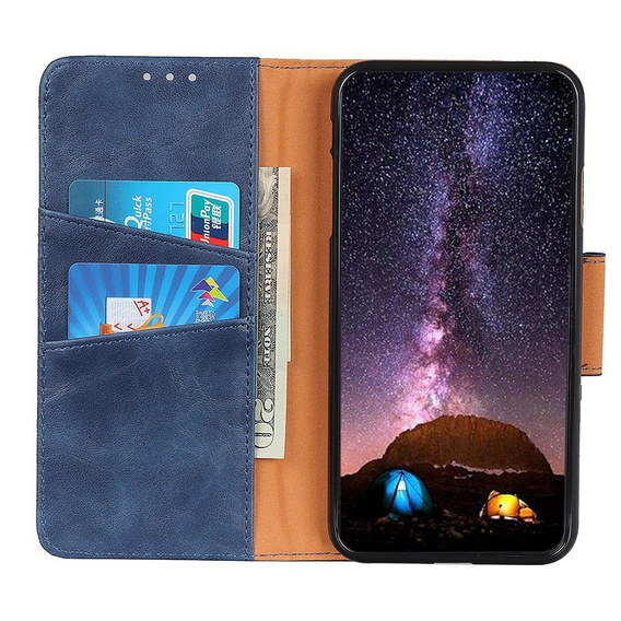 Skórzane Etui Wallet do Xiaomi Redmi Note 10 Pro, Blue