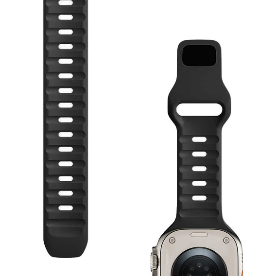 Pasek Silikonowy do Apple Watch 1/2/3/4/5/6/7/8/9/10/11/SE Ultra 1/2/3 42/44/45/46/49mm, Czarny