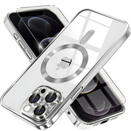Etui do iPhone 12 Pro, Electro MagSafe, srebrne + Szkło na ekran