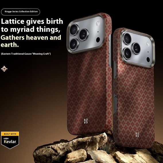 Etui BENKS C1 do iPhone 17 Pro Max, Kevlar Aramid Fiber, do MagSafe – pomarańczowe