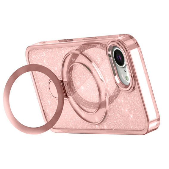 Etui do iPhone 16e, Glittery Magnetic Kickstand, różowe