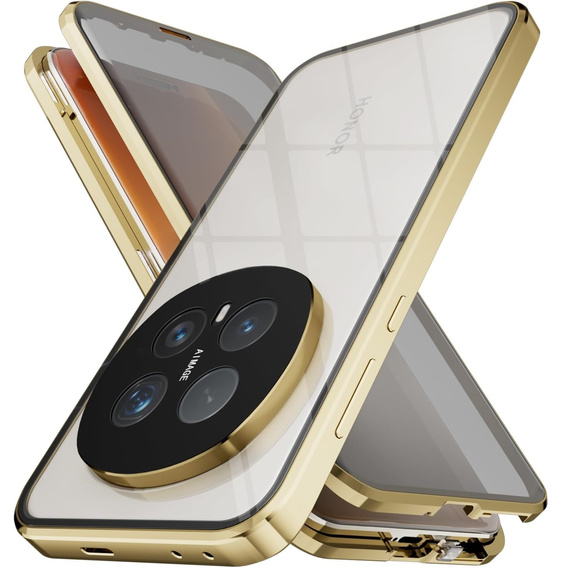 Etui do Honor Magic 8 Pro, Magnetic Dual Glass, złote