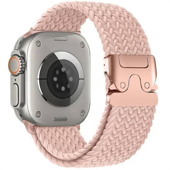 Pleciony Pasek Nylonowy z Klamrą do Apple Watch 1/2/3/4/5/6/7/8/9/10/11/SE 38/40/41/42mm – Różowy