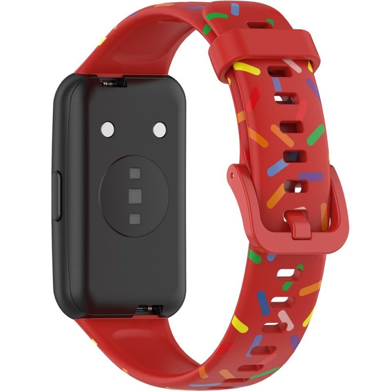 Pasek Silikonowy do Huawei Band 7, Czerwony / Wielokolorowy