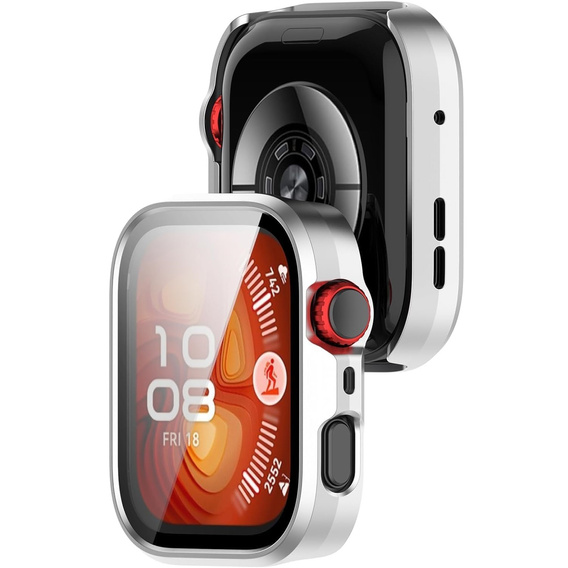 2w1 Etui + Szkło Hartowane do Huawei Watch Fit 4 Pro, Srebrne