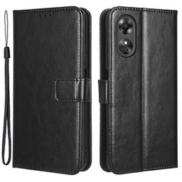 Etui z klapką do Oppo A17, Crazy Horse Wallet, czarne