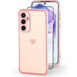 Etui do Samsung Galaxy A55 5G, Electro heart, różowe rose gold + Szkło Full Glue Ceramic