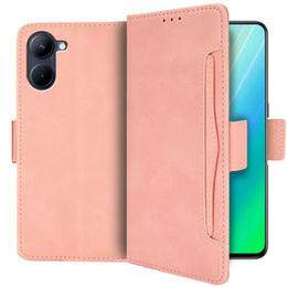 Etui z klapką do Realme C33, Card Slot, różowe