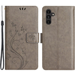 Etui z klapką do Samsung Galaxy A14 4G/5G, Butterfly, szare