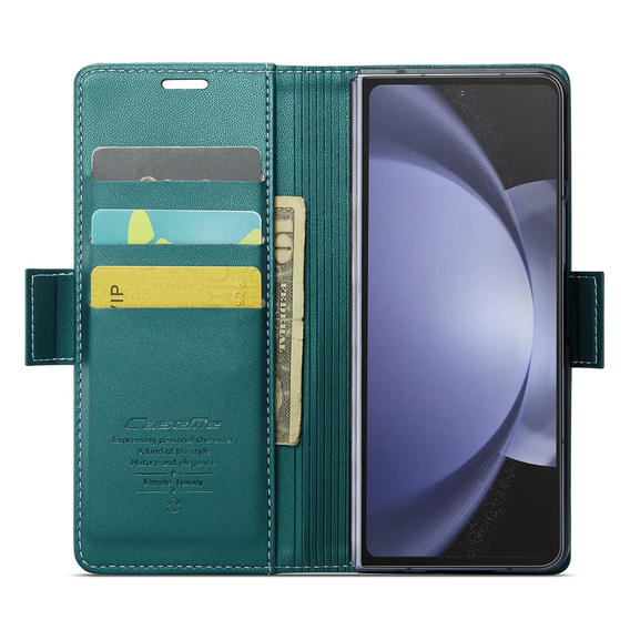 Etui z klapką CASEME do Samsung Galaxy Z Fold6 5G, Litchi Wallet, zielone