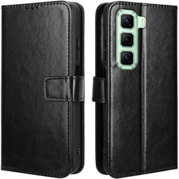 Etui z klapką do Infinix Hot 50 4G, Crazy Horse Wallet, czarne
