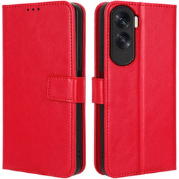 Etui z klapką do Honor 90 Lite 5G, Crazy Horse Wallet, czerwone