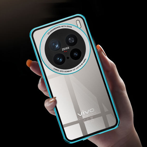 Etui do Vivo X200 Pro 5G, Magnetic Dual Glass, niebieskie