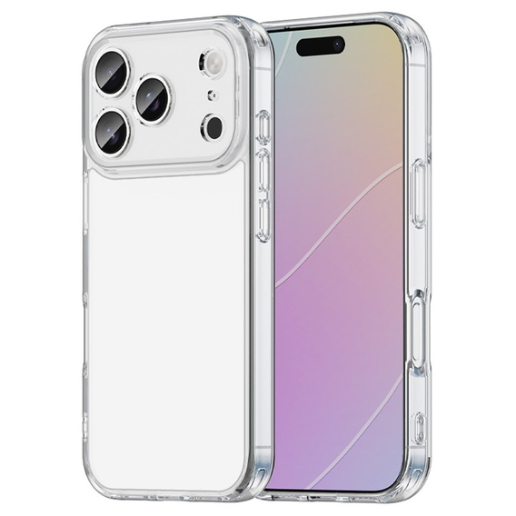 Etui do iPhone 17 Pro, silikonowe z twardym tyłem, przezroczyste
