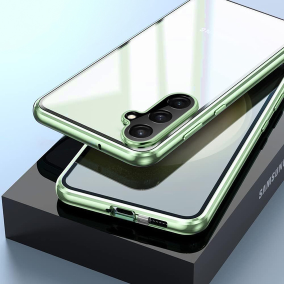 Etui do Samsung Galaxy S24 FE, Magnetic Dual Glass, zielone