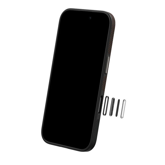 Etui BENKS Kevlar do iPhone 16 Pro, Magnetic Armor Pro Prestige Kevlar 600D Y065, do MagSafe, aktywny przycisk – brązowe