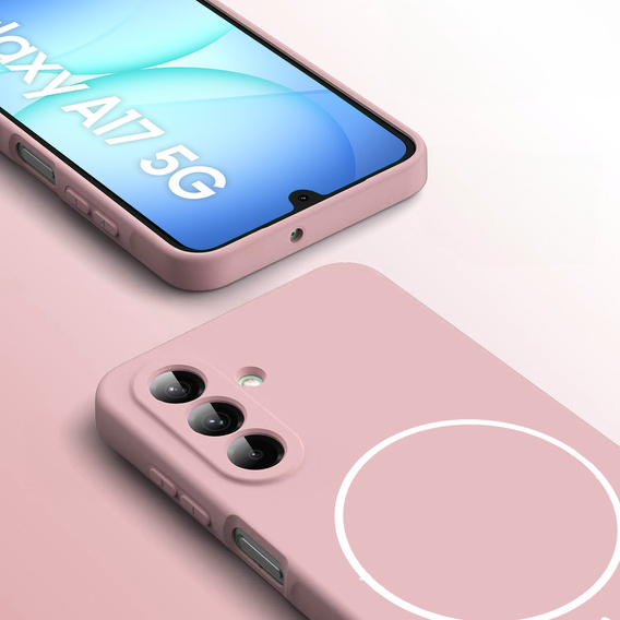 Etui do Samsung Galaxy A17 5G, do MagSafe, silikonowe, różowe