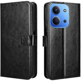 Etui z klapką do Xiaomi Redmi 15C 4G/LTE, Crazy Horse Wallet, czarne