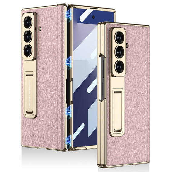 Różowe etui GKK do Samsung Galaxy Z Fold7 5G z hartowanym szkłem na ekran