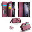 Etui CASEME do Samsung Galaxy Z Fold6 5G, RFID Leather Wallet, z paskiem na ramię, czerwone